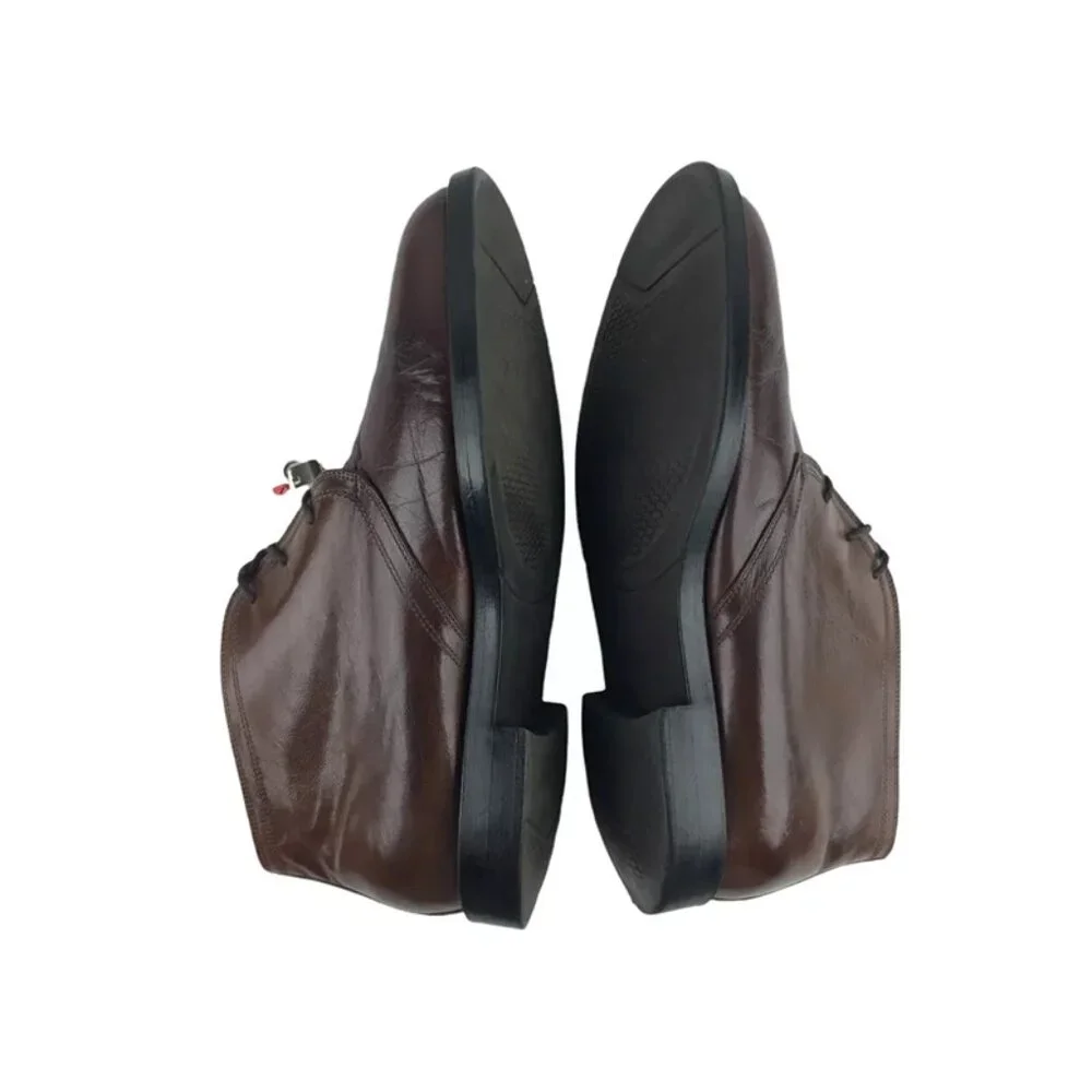 Francisco Mens Brown Leather Almond Toe Lace Up Chukka Boots Size‎ 10 D
